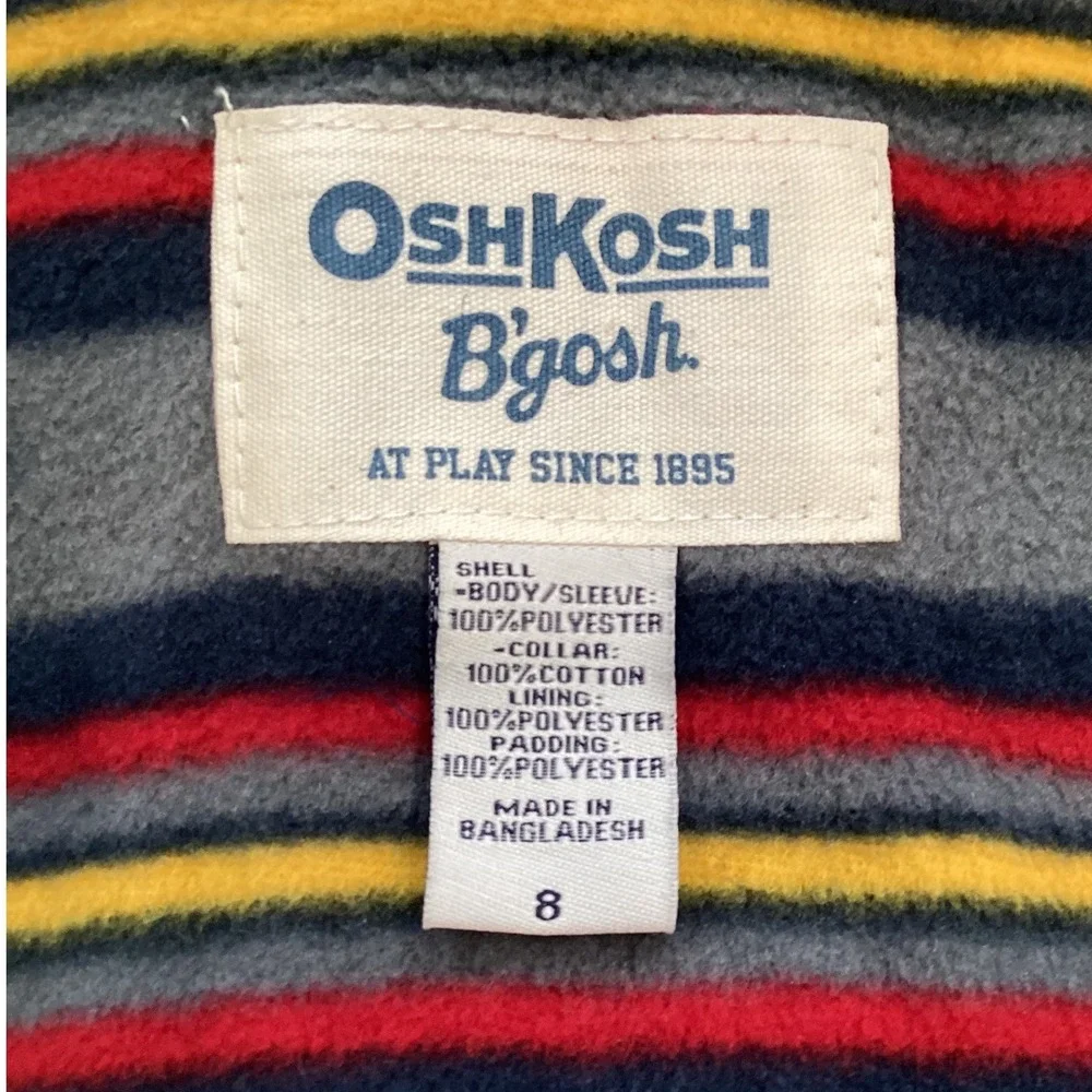OshKosh Kids‎ Tan Quilted Barn Jacket Corduroy Collar Fleece Lined - Size 8